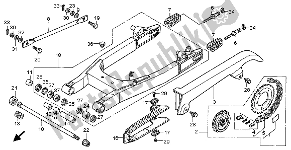 Toutes les pièces pour le Bras Oscillant du Honda VT 750C2 1999