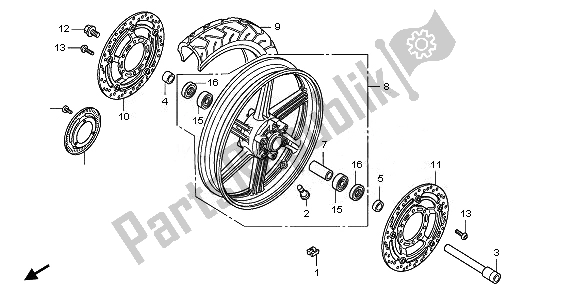 All parts for the Front Wheel of the Honda CBF 1000F 2010