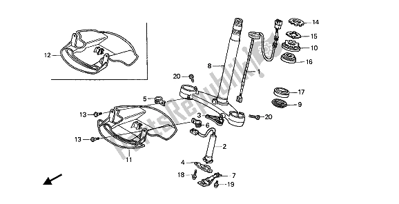 All parts for the Steering Stem of the Honda GL 1500 1989