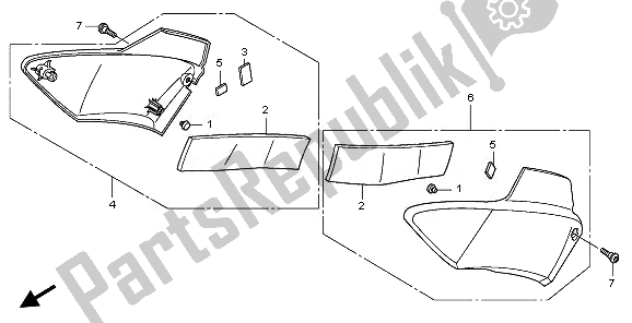 All parts for the Side Cover of the Honda CBF 1000 SA 2008