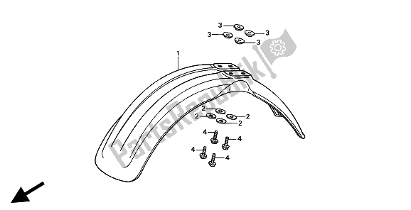 All parts for the Front Fender of the Honda CR 125R 1993