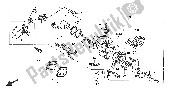 All parts for the Rear Brake Caliper of the Honda TRX 400 EX Sportrax 2005