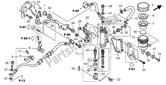 All parts for the Rear Brake Mastercylinder of the Honda CBR 1000 RA 2010