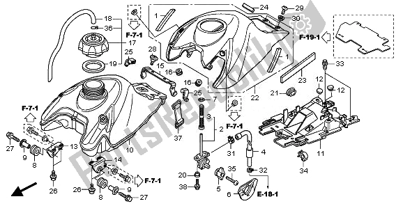 Tutte le parti per il Serbatoio Di Carburante del Honda TRX 450 ER 2008