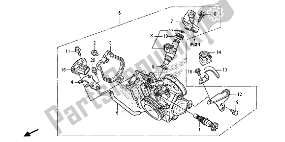 All parts for the Throttle Body of the Honda CRF 250R 2015