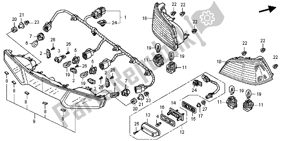 All parts for the Rear Combination Light of the Honda GL 1800 2013