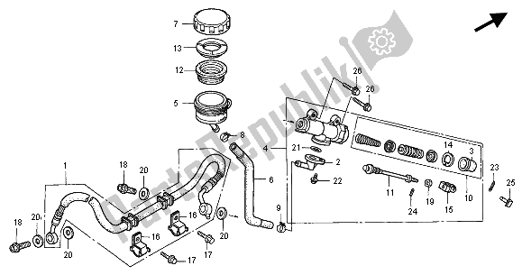 Todas las partes para Cilindro Maestro Del Freno Trasero de Honda CB 750F2 2001