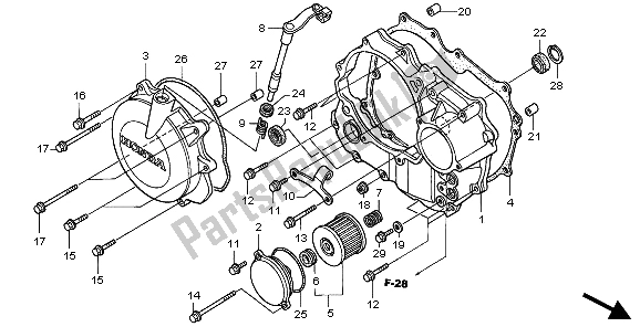 All parts for the Right Crankcase Cover of the Honda XR 400R 2001