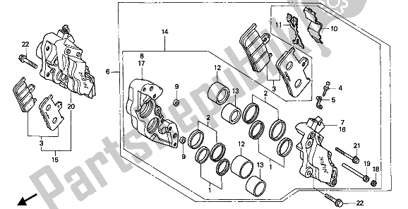 Wszystkie części do Zacisk Hamulca Przedniego Honda CB 1000F 1993