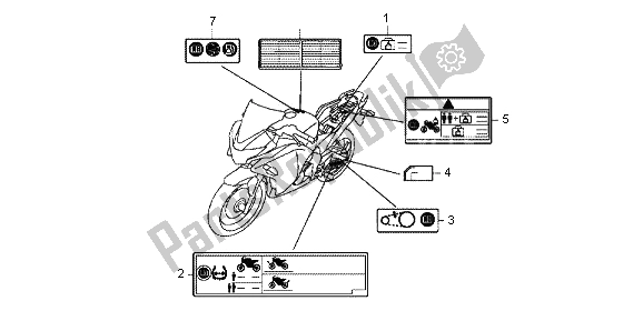 Tutte le parti per il Etichetta Di Avvertenza del Honda CBR 250 RA 2013