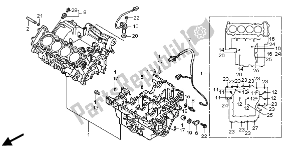 Todas as partes de Bloco Do Motor do Honda CB 900F Hornet 2005