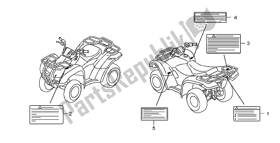 Toutes les pièces pour le étiquette D'avertissement du Honda TRX 420 FA Fourtrax Rancher AT 2011