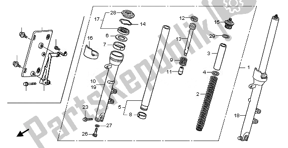 All parts for the Front Fork of the Honda CBF 1000F 2010