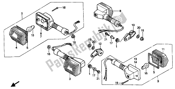 All parts for the Winker of the Honda XRV 750 Africa Twin 1991