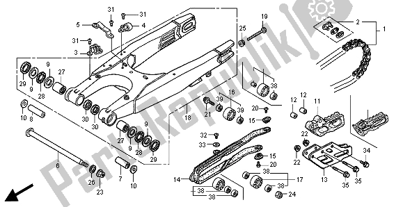 Alle onderdelen voor de Zwenkarm van de Honda CRF 450R 2003