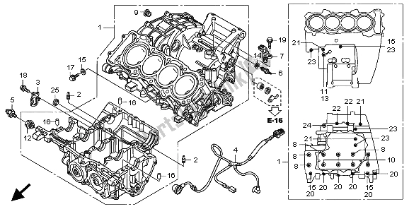 All parts for the Crankcase of the Honda CB 600F3A Hornet 2009