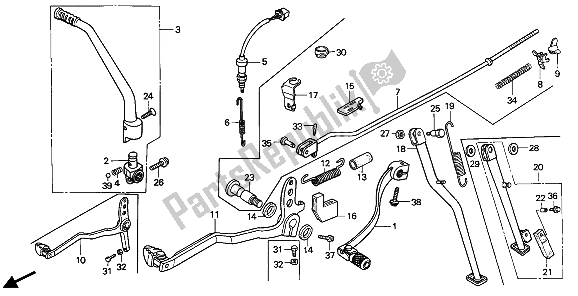 All parts for the Pedal & Kick Starter Arm of the Honda XR 250R 1985