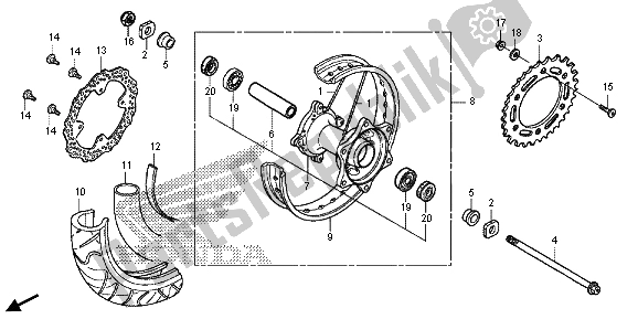All parts for the Rear Wheel of the Honda CRF 250M 2015