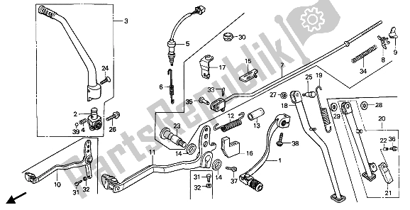 All parts for the Pedal & Kick Starter Arm of the Honda XR 250R 1988