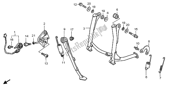 All parts for the Stand of the Honda VFR 800A 2009