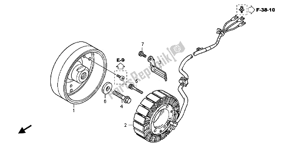 All parts for the Generator of the Honda VFR 1200 FD 2012