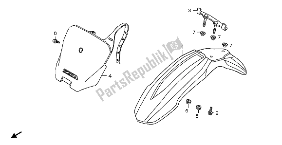 All parts for the Front Fender of the Honda CRF 70F 2007