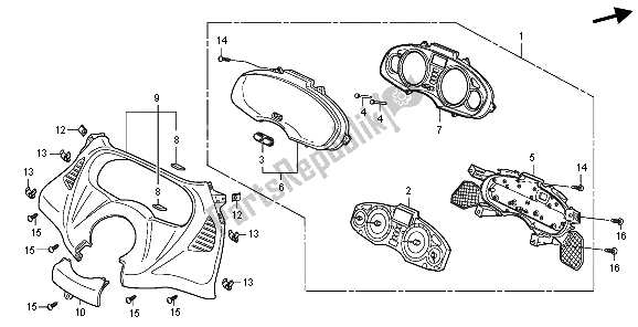 All parts for the Speedometer of the Honda FES 150 2009