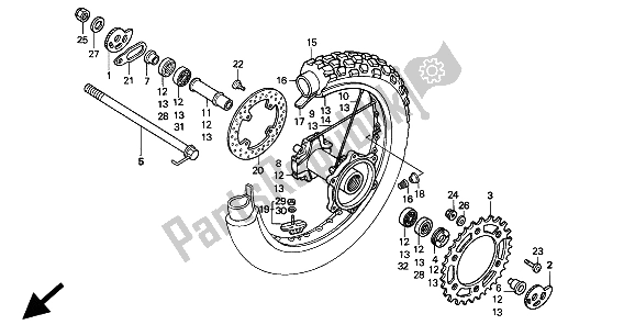 Toutes les pièces pour le Roue Arrière du Honda XR 600R 1994