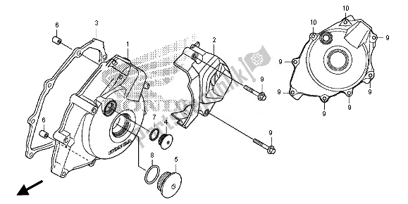 All parts for the Left Crankcase Cover of the Honda CRF 125F SW 2014