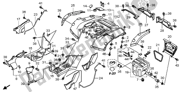 All parts for the Rear Fender of the Honda TRX 500 FE Foretrax Foreman ES 2011