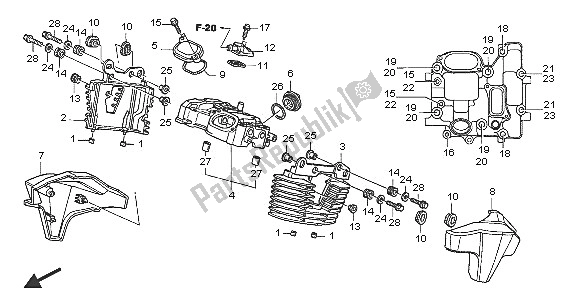 Tutte le parti per il Coperchio Della Testata Posteriore del Honda VTX 1300S 2005