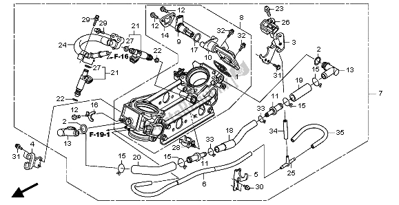 Todas as partes de Corpo Do Acelerador do Honda XL 1000V 2007