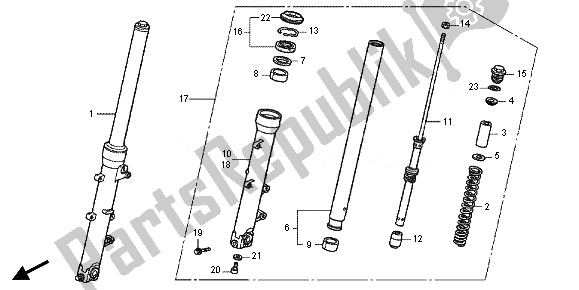 All parts for the Front Fork of the Honda VFR 800X 2011