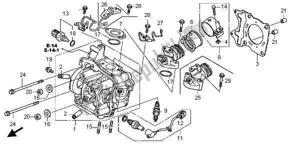 Alle onderdelen voor de Cilinderkop van de Honda WW 125 2013