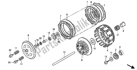 Tutte le parti per il Frizione del Honda CR 500R 1991
