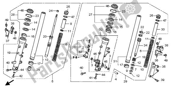 All parts for the Front Fork of the Honda GL 1800 2009