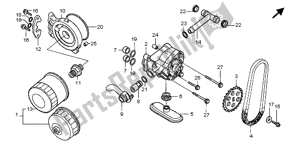 All parts for the Oil Pump & Oil Filter of the Honda XRV 750 Africa Twin 1999