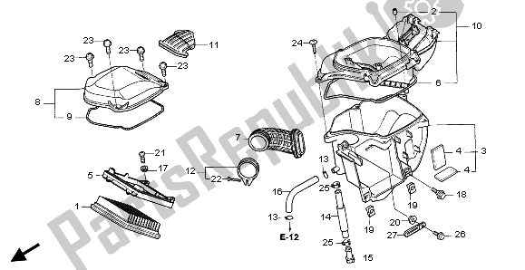 All parts for the Air Cleaner of the Honda XR 125L 2003