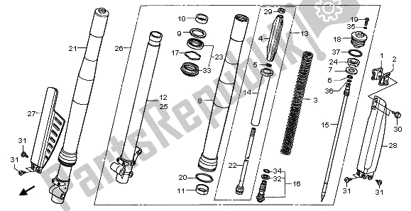 All parts for the Front Fork of the Honda CR 80R SW 1997