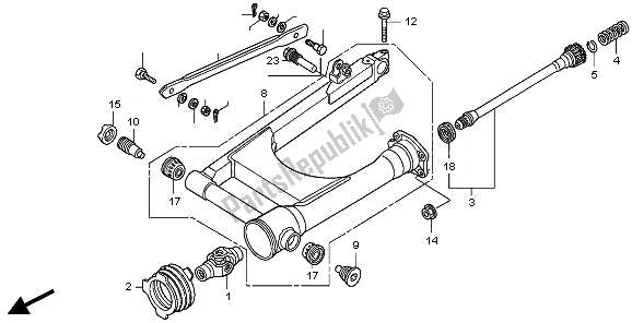 All parts for the Swingarm of the Honda VT 750 CS 2010