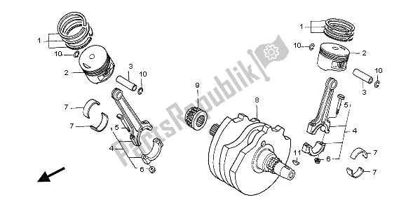 Tutte le parti per il Albero Motore E Pistone del Honda NT 650V 2005