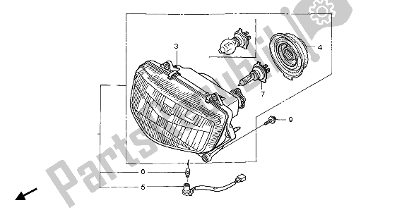 All parts for the Headlight (uk) of the Honda CBR 600F 1995