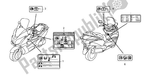Tutte le parti per il Etichetta Di Avvertenza del Honda FJS 600A 2012