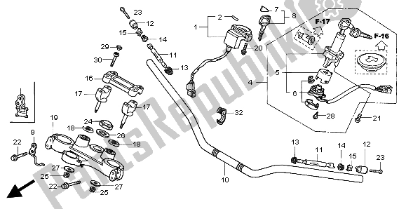 All parts for the Handle Pipe & Top Bridge of the Honda XL 1000V 2004