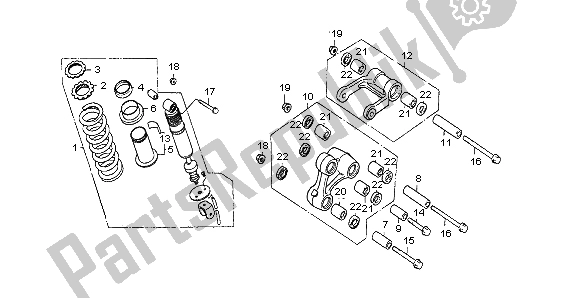 Alle onderdelen voor de Achterkussen van de Honda NX 650 1998