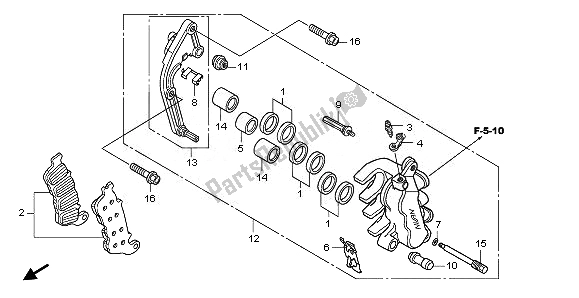 All parts for the L. Front Brake Caliper of the Honda CBF 1000 FA 2010
