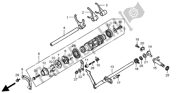 All parts for the Shift Drum & Shift Fork of the Honda GL 1500C 1998