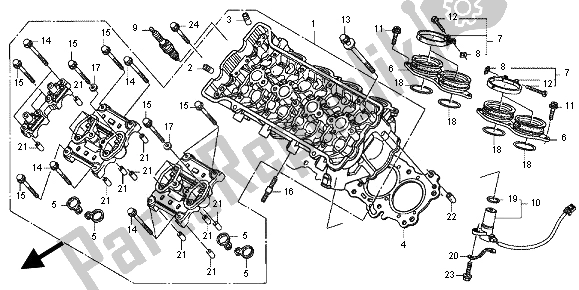 All parts for the Cylinder Head of the Honda CBR 600 RR 2012