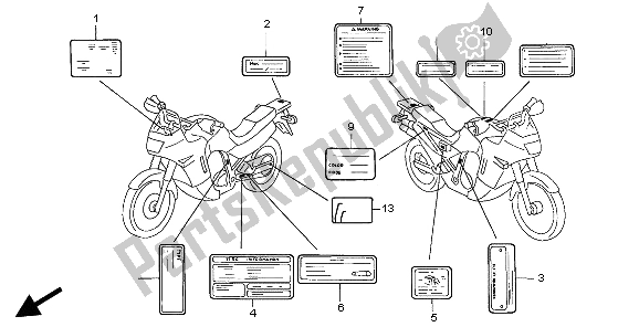 Todas las partes para Etiqueta De Precaución de Honda XL 600V Transalp 1997