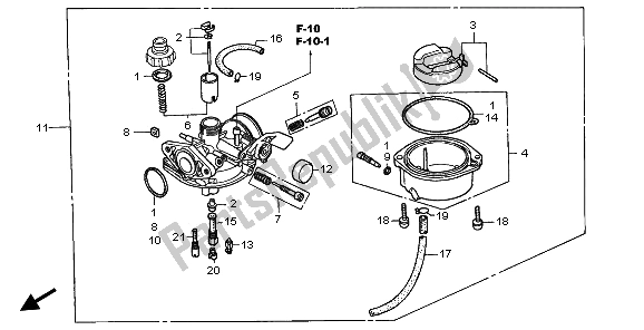 Alle onderdelen voor de Carburator van de Honda XR 70R 2000